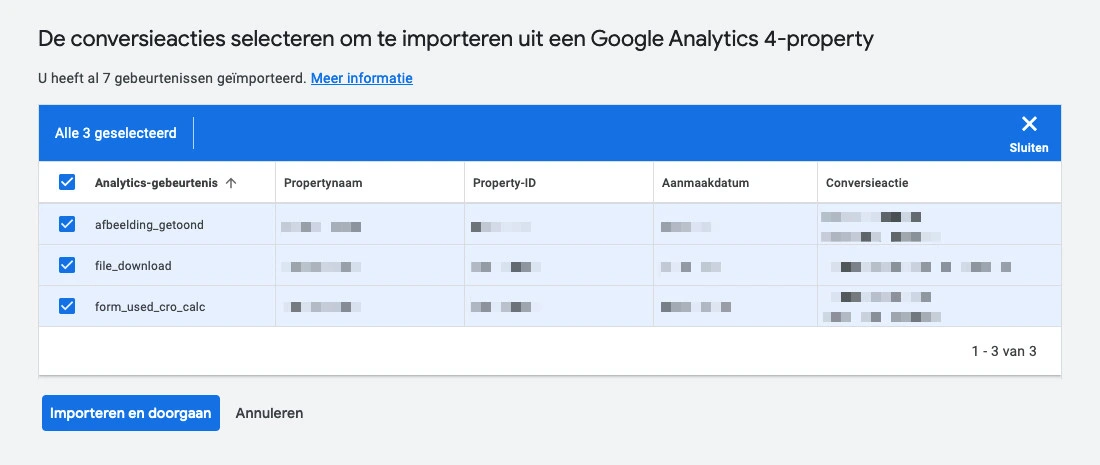 Belangrijke gebeurtenis kiezen in Google Ads